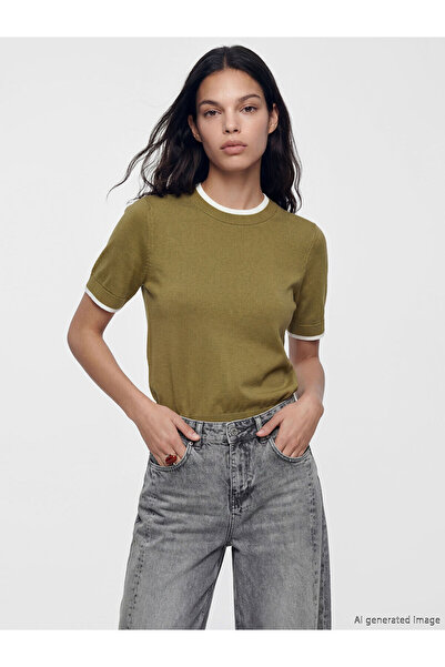 LC Waikiki Nevavm Farkıyla Lcw Vision Khaki Oval Neck Women's Knitwear Sweate...