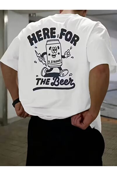 AEMİ Μπλουζάκι Unisex με στάμπα  "Here For The Beer " σε μεγάλο μέγεθος και λ...