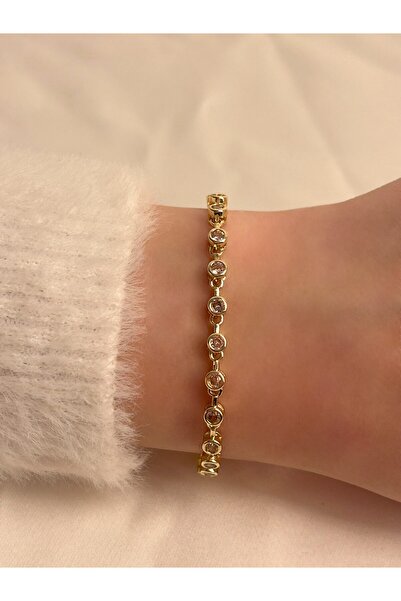 Nilly Jewelry Pembe Yuvarlak Taşlı Su Yolu Bileklik