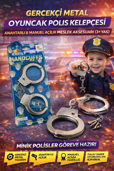 TRUST STORE Realistic Metal Toy Police Handcuff with Key & Manual Opening Pro...