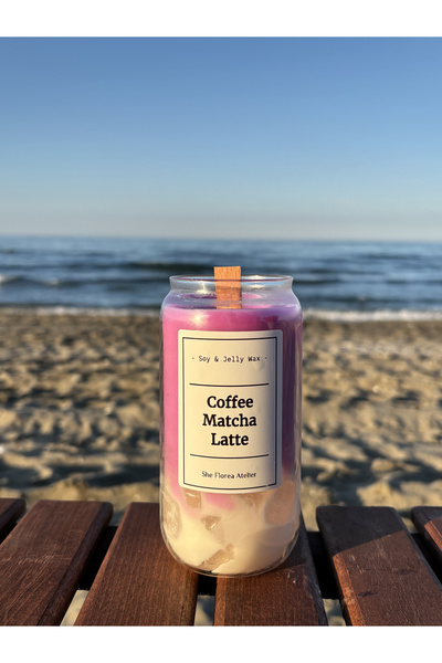 SheFlorea Dekoratif Kokulu Kahve Temalı Mum-Latte Mum-Buzlu İçecek Görünümlü ...