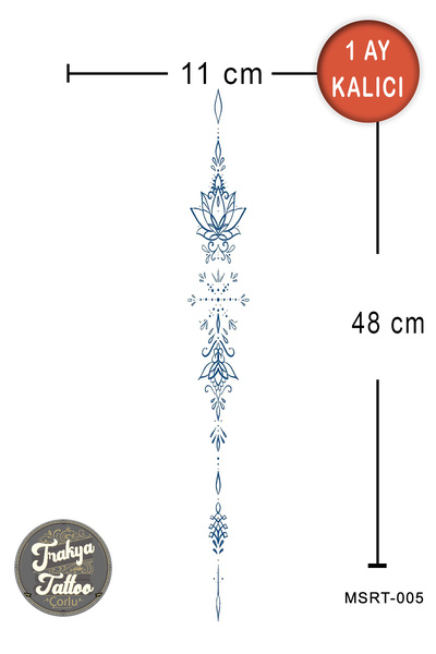 Trakya Tattoo 1 Ay Kalıcı Dövme Sırt Lotus ve Sembol Geçici Dövme