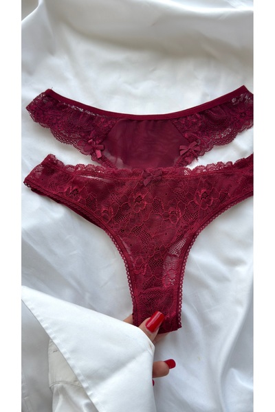 YOYYO Σετ 2 βραζιλιάνικων εσώρουχων με δαντέλα - Κομψό πακέτο εσωρούχων