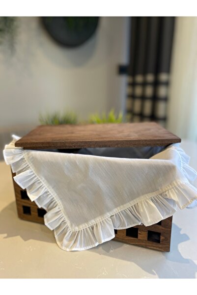 Decamor home Λευκή χαρτοπετσέτα παρουσίασης με λινό βολάν, διακοσμητικό κάλυμμα