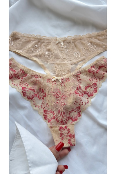 YOYYO Σετ 2 βραζιλιάνικων εσώρουχων με δαντέλα - Κομψό πακέτο εσωρούχων