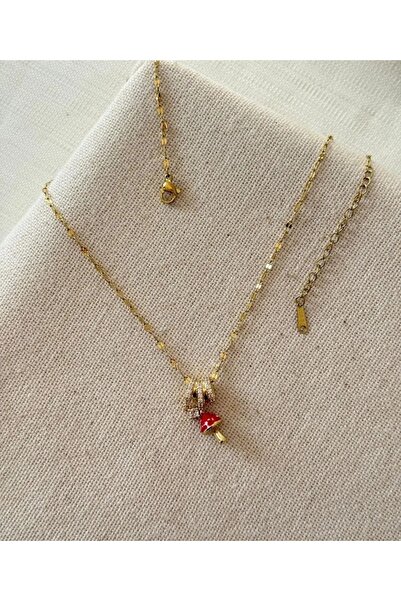 Haziran Accessory, Steel Stone Cork Gold Necklace