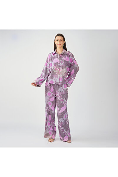 LINELLE Soft Purple Botanical Print Co-Ord Set