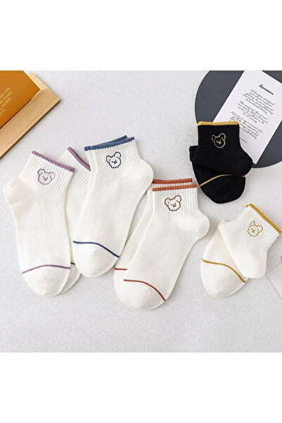 UZN SOCKS Σετ 5 γυναικείων καλτσών-μποτάκια, χαριτωμένο σετ βαμβακερών καθημε...