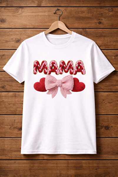 AZIZI TEKSTIL Μπλουζάκι με την επιγραφή MAMA και λεπτομέρεια καρδιάς & φιόγκο...