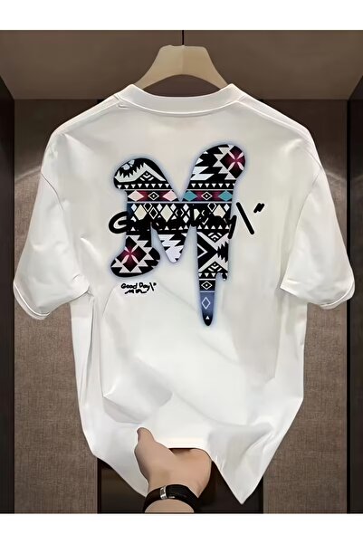 AEMİ Μπλουζάκι Unisex M Ethnic με στάμπα Oversize με λαιμόκοψη