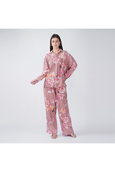 LINELLE Pink & Multicolor Floral Print Co-Ord Set