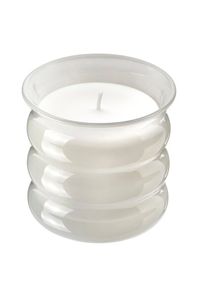 IKEA JUVELTRAST Scented candle in glass, Pink flowers pale beige, 50 hr