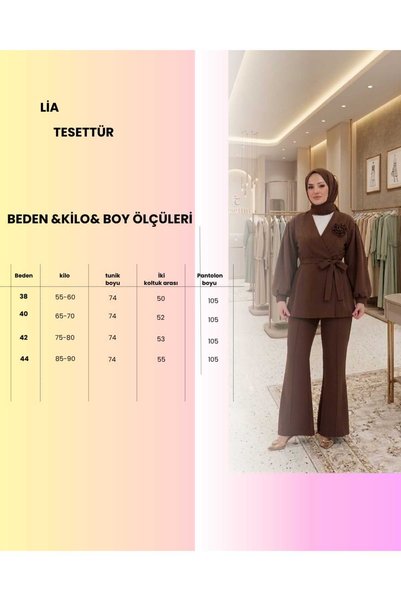 LİA TESETTÜR طقم مزدوج بتفاصيل وردية