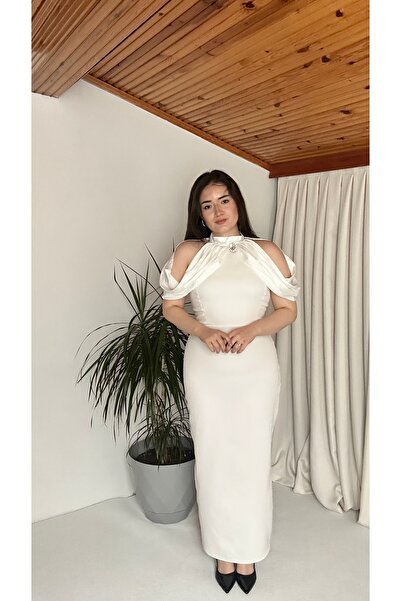 bernafashion butik OMUZ DEKOLTELİ MAXİ ABİYE