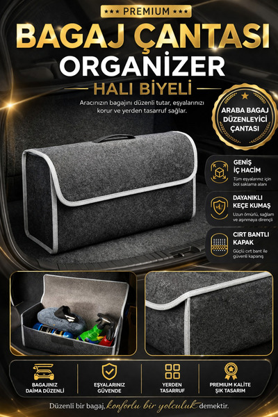YMÇ DETAILING & AUTOMOTIVE BAGAJ ÇANTASI ORGANİZER HALI BİYELİ