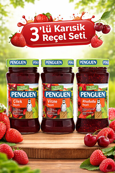 Penguen 3’lü Karışık Reçel Paketi 380 gr (Çilek, Vişne, Ahududu)