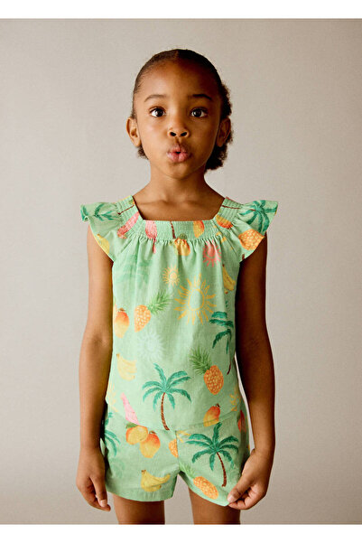 MANGO Baby Tropikal desenli şort