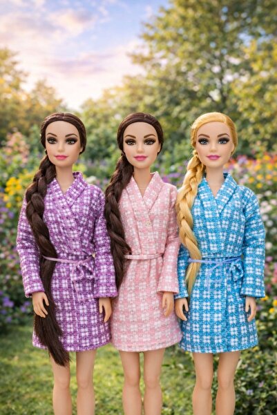 SIGMA TOY Σετ 3 Κούκλες Ομορφιάς και Μόδας με Μακριά Πλεκτά Μαλλιά και Κομψή ...