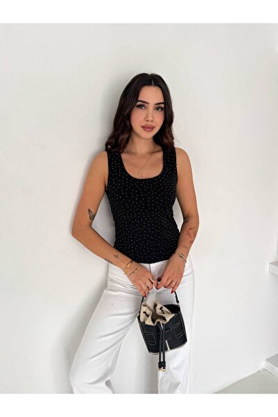 PIOVE Women's Stoned Athlete Top – Stylish Blouse with Shiny Straps and Detai...