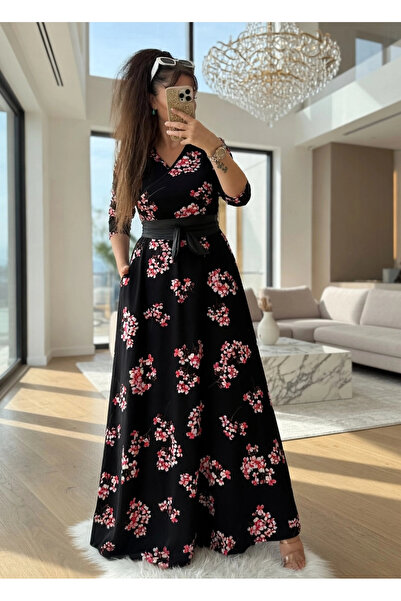 AZRA BUTİK Φόρεμα με σχέδιο Κοκίνα σε ολόσωμο μήκος