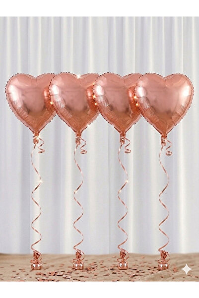 ÇAVUŞ E-TİCARET Rosegold Kalp Folyo Balon 1 Adet (10inç) Doğum Günü , Sevgili...