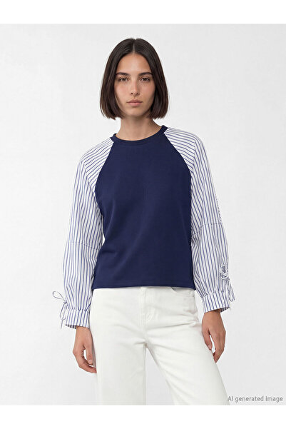 LC Waikiki Nevavm Oval Collar Striped Blouse with a Difference