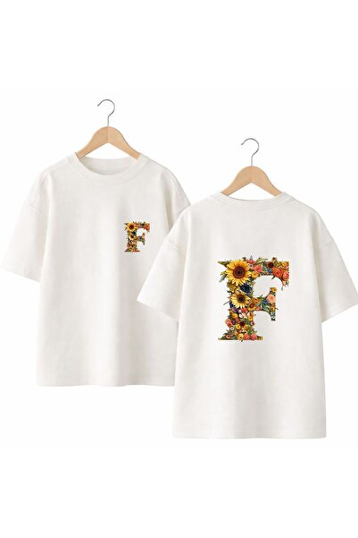 playwear Moon Flower F Letter Printed on the Back and Chest 100% Cotton Overs...