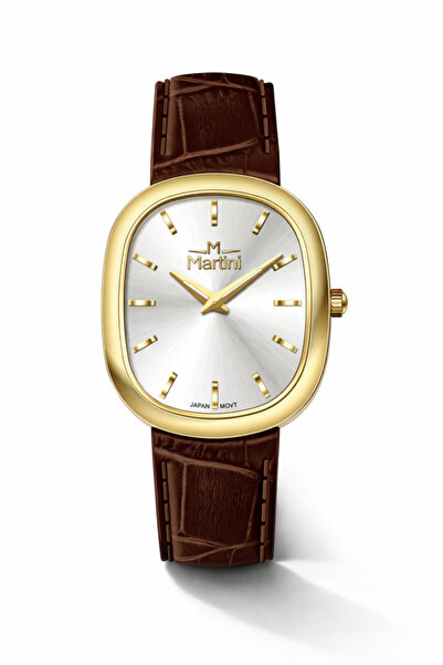martini Men's Leather Watch with Luxury Design in Brown