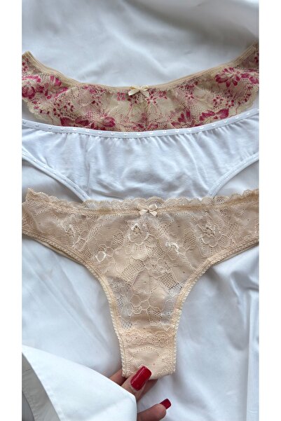 YOYYO 3-Piece Lace Brazilian Panties Set - Stylish Lingerie Pack