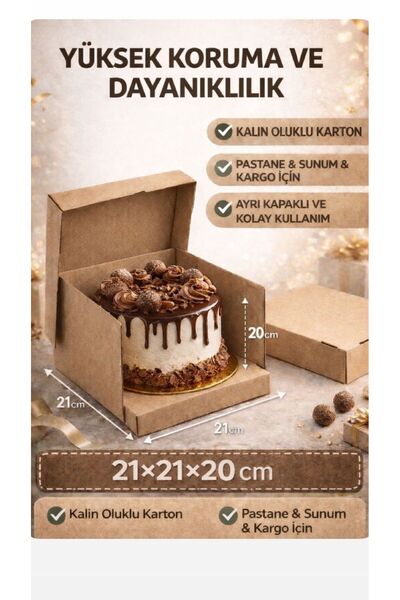 figanlar ambalaj Kraft Pasta Kutusu 21x21x20 cm Kapaklı – Kalın Koli Tipi Pro...