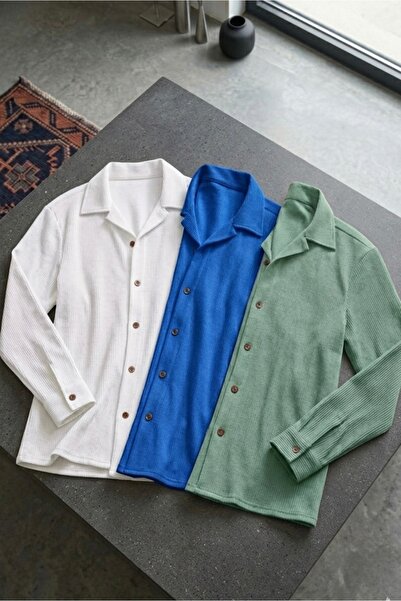 brozzi men 3-Piece Men's Shirt Set Ribbed Ottoman Fabric Men's Shirt Set