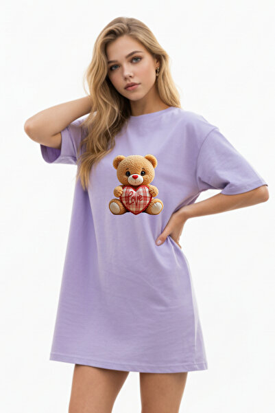 HOFFNUNG Γυναικείο νυχτικό με κοντό μανίκι και λαιμόκοψη ποδηλάτου