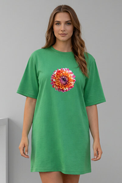 bellanova Elbisee Γυναικείο Κόκκινο Oversize Φόρεμα T-shirt – Πορτοκαλί με φλ...