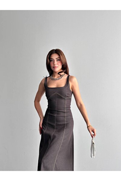 MIRELLA BOUTIQUE Askılı Jean Maxi Elbise