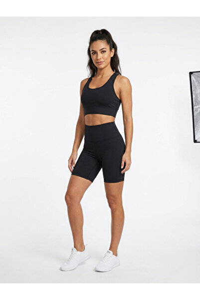 BEEMS Black High Waist Crop Leggings Set Diver Fabric