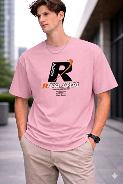 VODEXA Tricou oversize pentru bărbați REASON, imprimat, 100% bumbac, croială ...