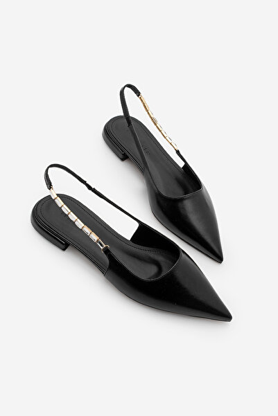 Marjin Γυναικεία παπούτσια μπαλαρίνας με μυτερή μύτη, ανοιχτή πλάτη, λουράκι ...