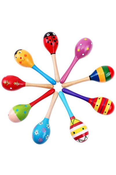 Bloomin 1Pc 20cm Wooden Egg Maracas Baby Kids Educational Auditory Toy Skill