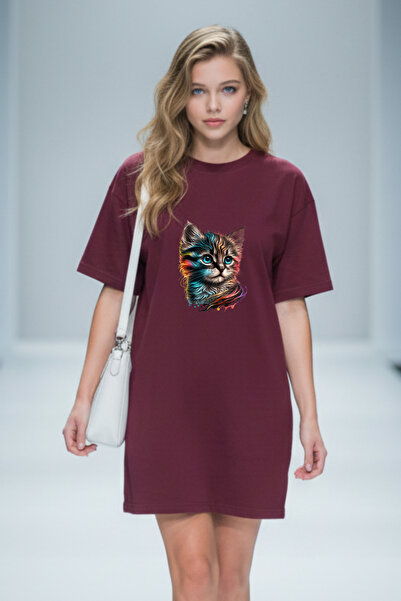 bellanova Elbisee Γυναικείο Μαύρο Φόρεμα T-Shirt Oversize με Πολύχρωμο Τύπωμα...