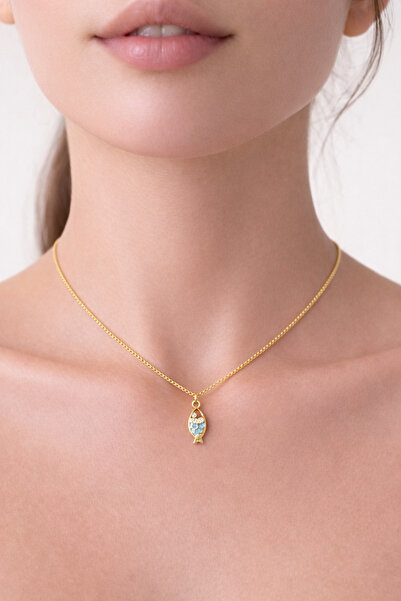 ATALYA ACCESSORY Balık Figürlü Taşlı Kolye – Minimal Kadın Kolye