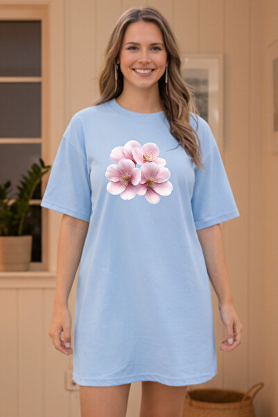 Frisson Elbisee Oversize Women's Dress – Minimal Floral Pattern