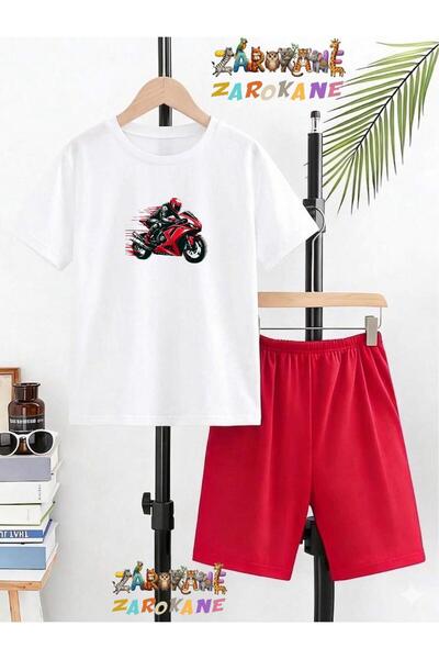 ZAROKANE Motorcu Printed Top and Shorts/T-Shirt Summer Children's Two-Piece Set