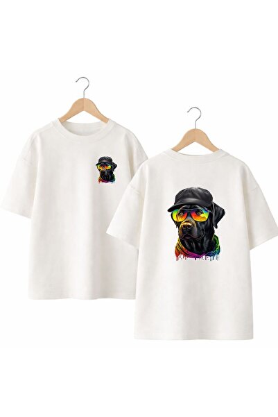 playwear تي شيرت ملون بطباعة Doge على الظهر والصدر مصنوع من القطن بنسبة 100%،...