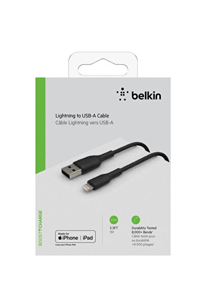 Belkin BOOST CHARGE USB-A to Lightning Cable, PVC, 1M, Black