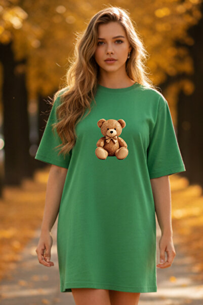 Pink Sky Γυναικείο κόκκινο φόρεμα μπλουζάκι oversize Elbisee – Με χαριτωμένο ...