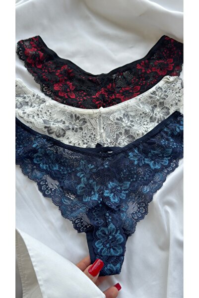 YOYYO Set de 3 chiloți brazilieni din dantelă - Pachet de lenjerie intimă ele...