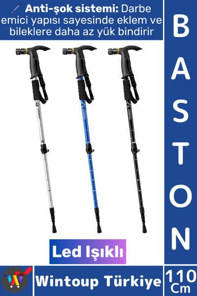 Wintoup #Baston Ergonomik Outdoor Trekking Baston Ledli Anti-Şok Ayarlanabili...