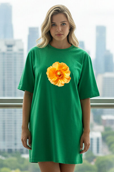 bellanova Elbisee Γυναικείο Κόκκινο Φόρεμα T-Shirt Oversize – Κίτρινο με στάμ...