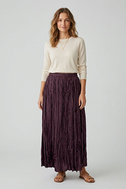 Şiir Vaduz Ελαστική Μέση, Λεπτομερής Λεπτομέρεια CRASH, Μακριά Φούστα με Σχέδ...