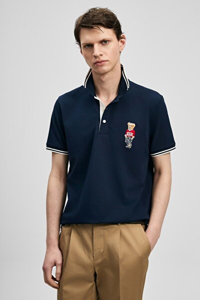Lufian 111040245 Brady Smart Men's Polo Neck T-Shirt Men's T-Shirt Dark Blue